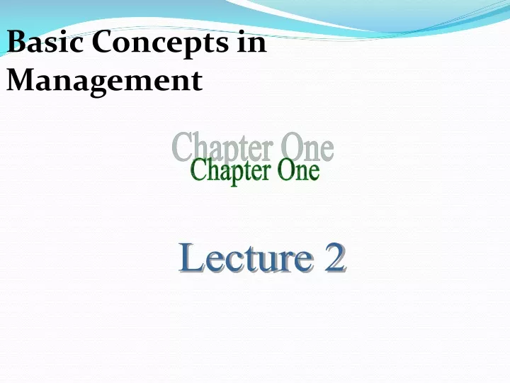 basic concepts in management