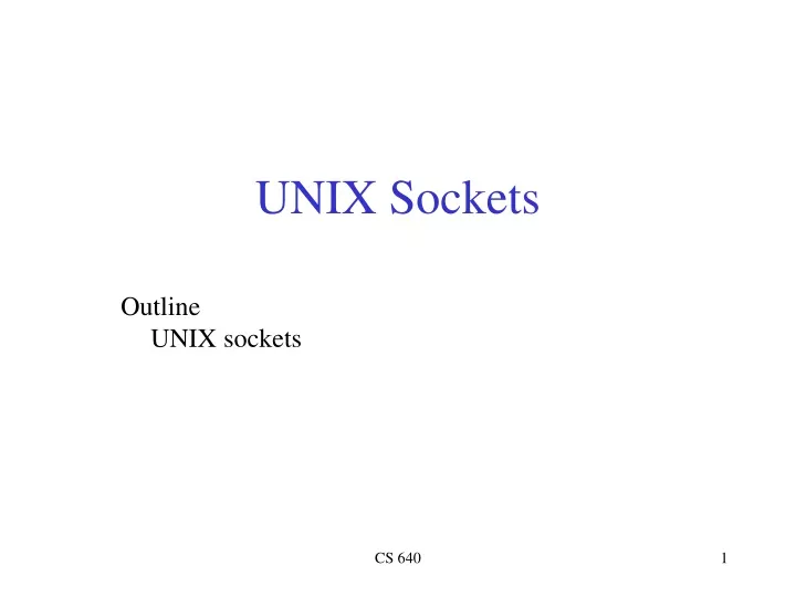 unix sockets