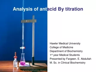 Analysis of ant acid By titration