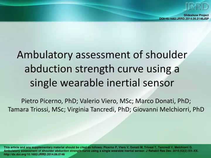 ambulatory assessment of shoulder abduction strength curve using a single wearable inertial sensor