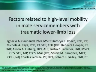 Factors related to high-level mobility  in male servicemembers with  traumatic lower-limb loss