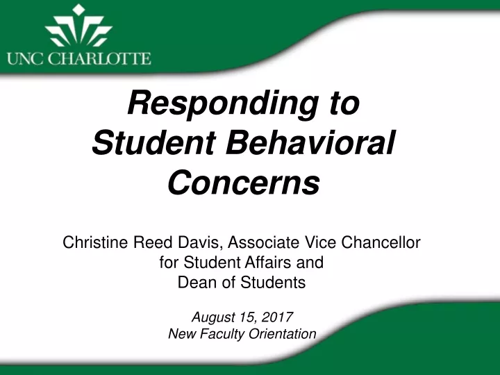 responding to student behavioral concerns