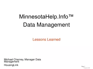 MinnesotaHelp.Info™ Data Management Lessons Learned