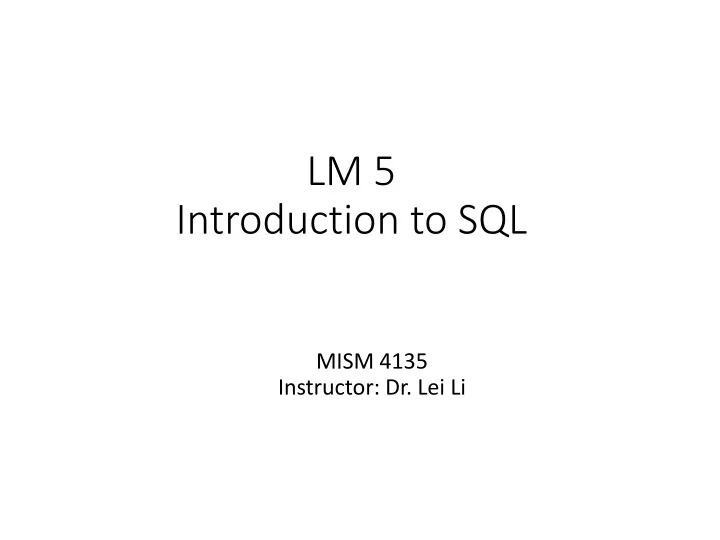 lm 5 introduction to sql