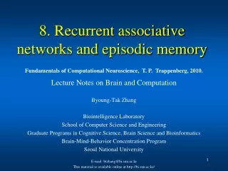 8. Recurrent associative networks and episodic memory