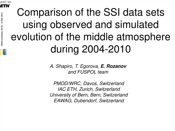 comparison of the ssi data sets using observed