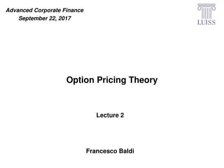 option pricing theory