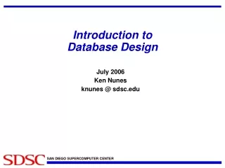 Introduction to  Database Design