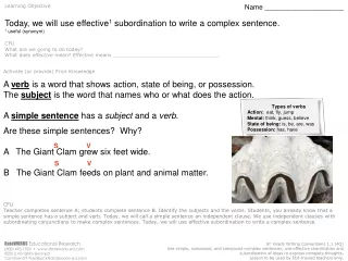 Today, we will use effective 1  subordination to write a complex sentence.