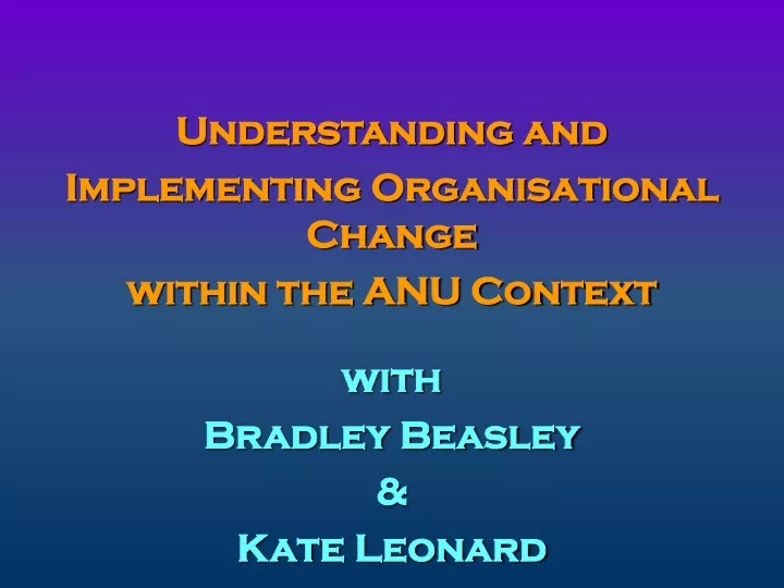understanding and implementing organisational