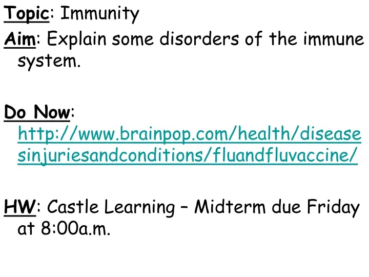 topic immunity aim explain some disorders