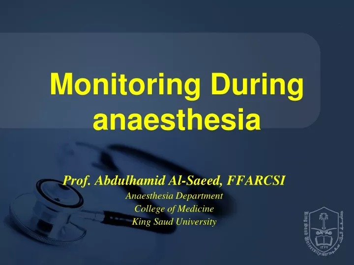 monitoring during anaesthesia