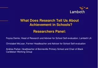 What Does Research Tell Us About Achievement in Schools? Researchers Panel:
