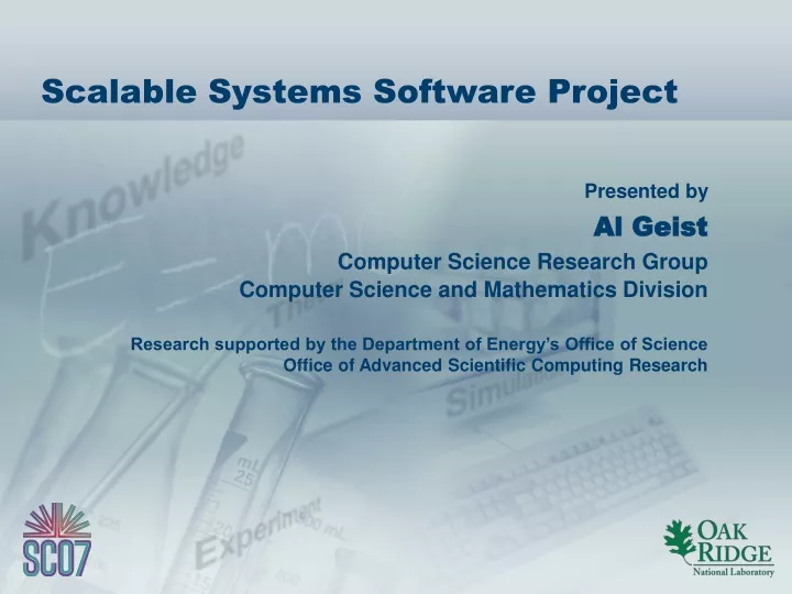 scalable systems software project