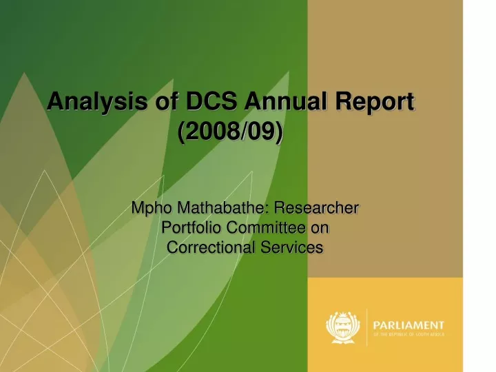 analysis of dcs annual report 2008 09