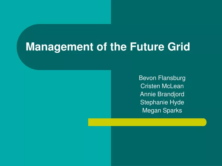 management of the future grid
