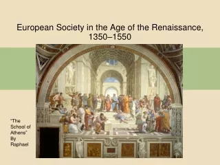 European Society in the Age of the Renaissance, 1350–1550