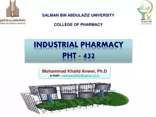Industrial pharmacy PHT -  432