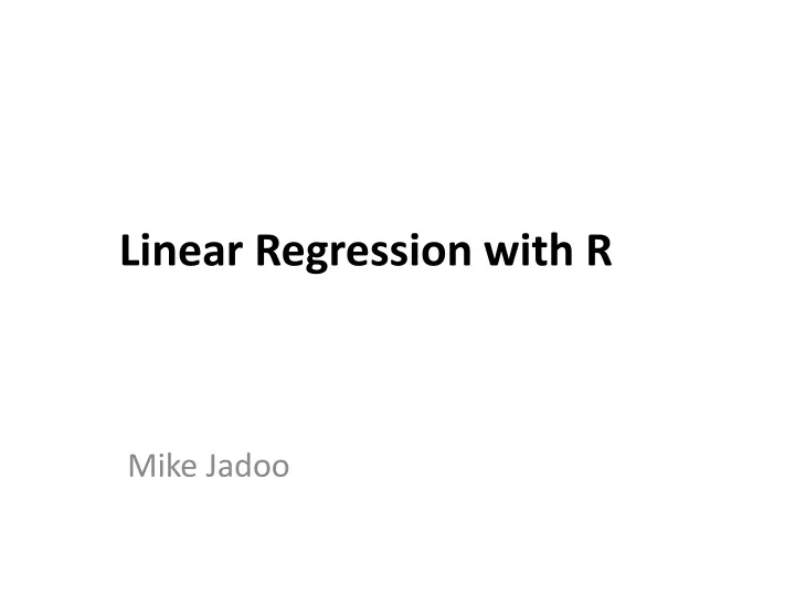 linear regression with r