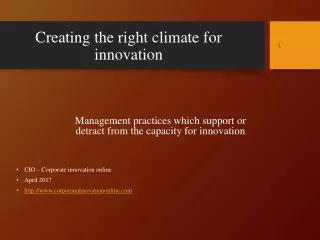 Creating the right climate for innovation