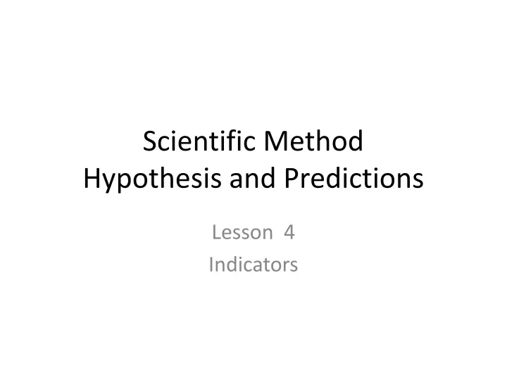 scientific method hypothesis and predictions