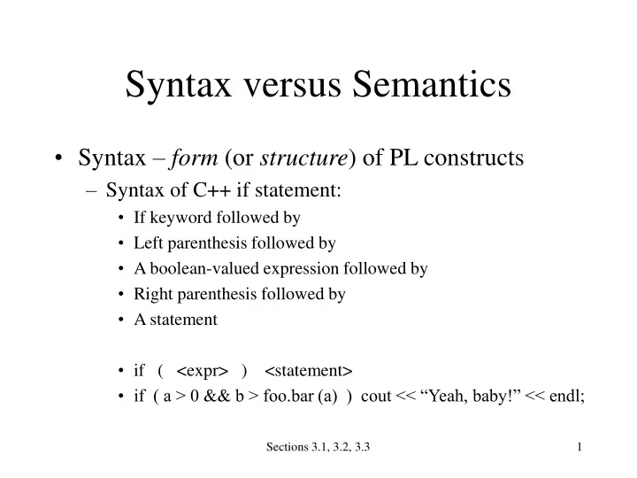 syntax versus semantics