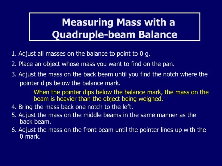 measuring mass with a quadruple beam balance