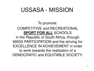 USSASA - MISSION