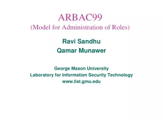 ARBAC99  (Model for Administration of Roles)