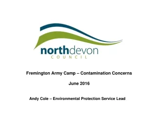 Fremington Army Camp – Contamination Concerns  June 2016