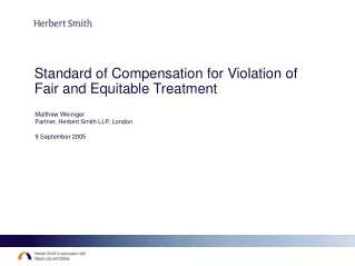 Standard of Compensation for Violation of Fair and Equitable Treatment