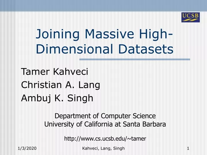 joining massive high dimensional datasets