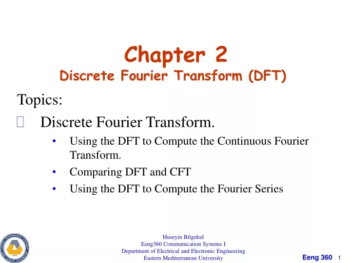 chapter 2 d iscrete fourier transform dft