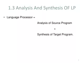 1.3 Analysis And Synthesis OF LP
