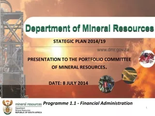 PRESENTATION TO THE PORTFOLIO COMMITTEE  OF  MINERAL RESOURCES .