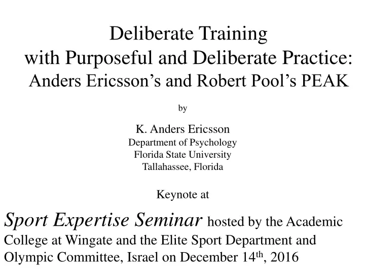 deliberate training with purposeful