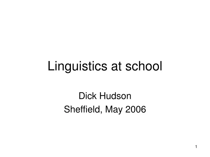 linguistics at school