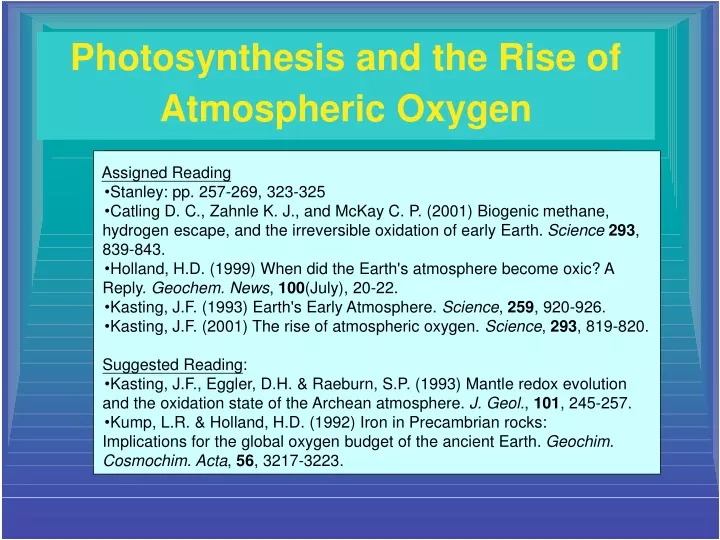 photosynthesis and the rise of atmospheric oxygen