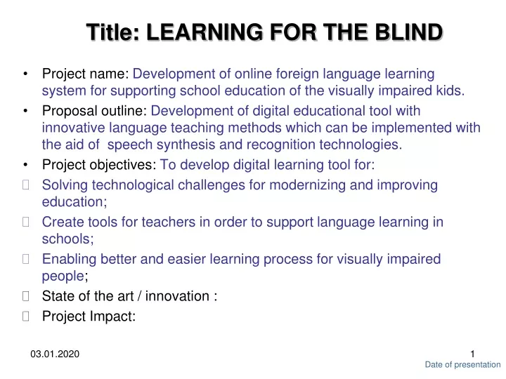 title learning for the blind