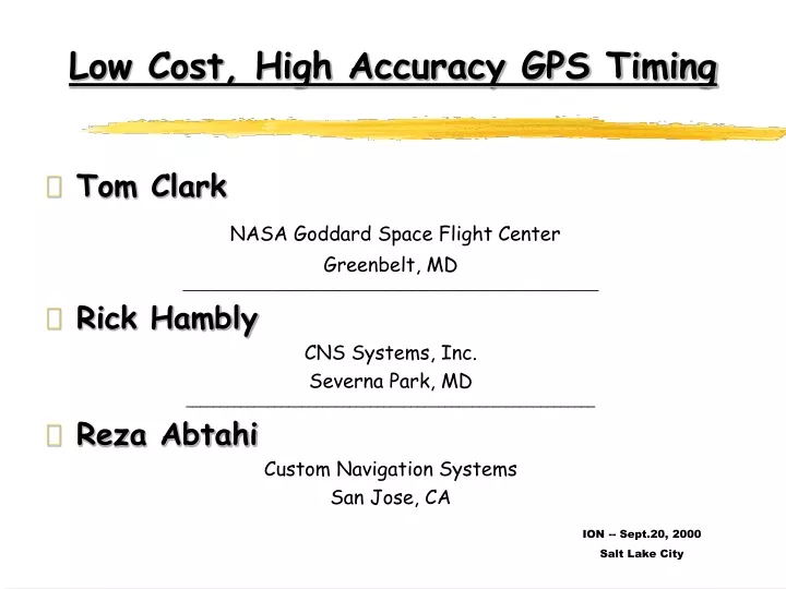 low cost high accuracy gps timing