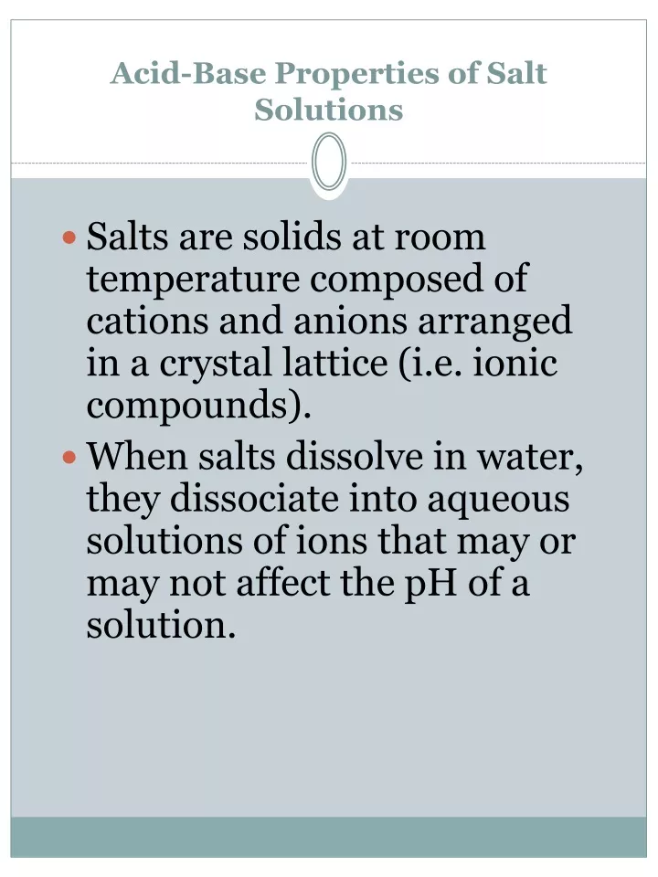 acid base properties of salt solutions