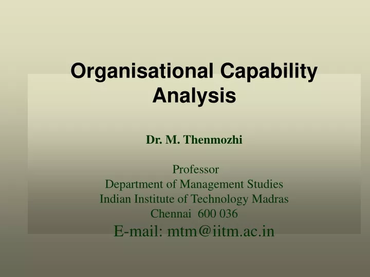 organisational capability analysis dr m thenmozhi