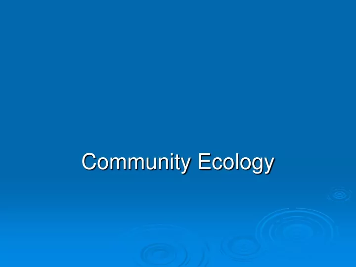 community ecology