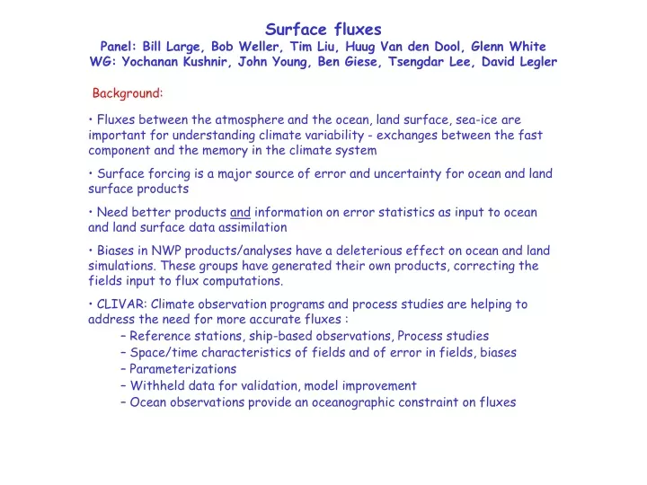 surface fluxes panel bill large bob weller