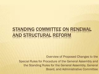 Standing Committee on Renewal and Structural Reform