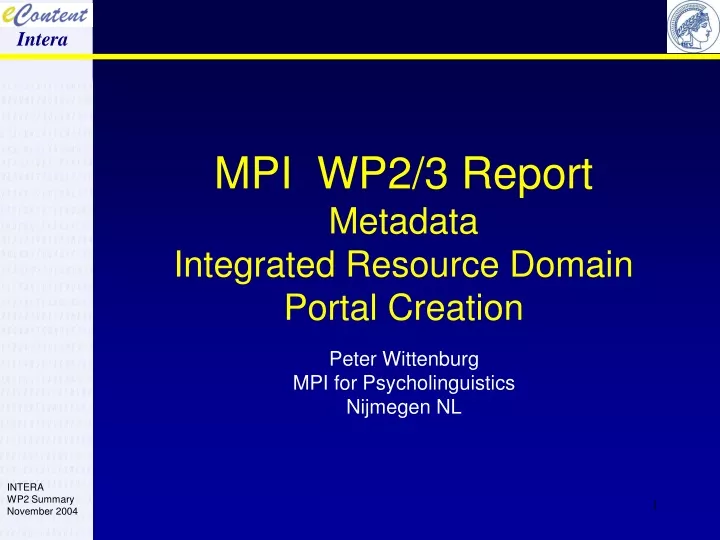 mpi wp2 3 report metadata integrated resource domain portal creation