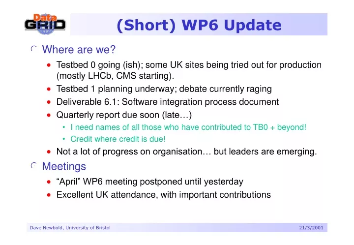 short wp6 update