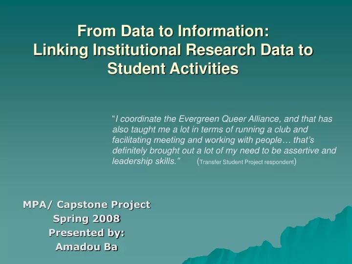 from data to information linking institutional research data to student activities