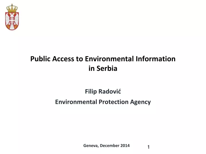 public access to environmental information in serbia filip radovi environmental protection agency