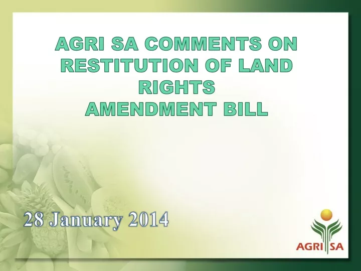 agri sa comments on restitution of land rights